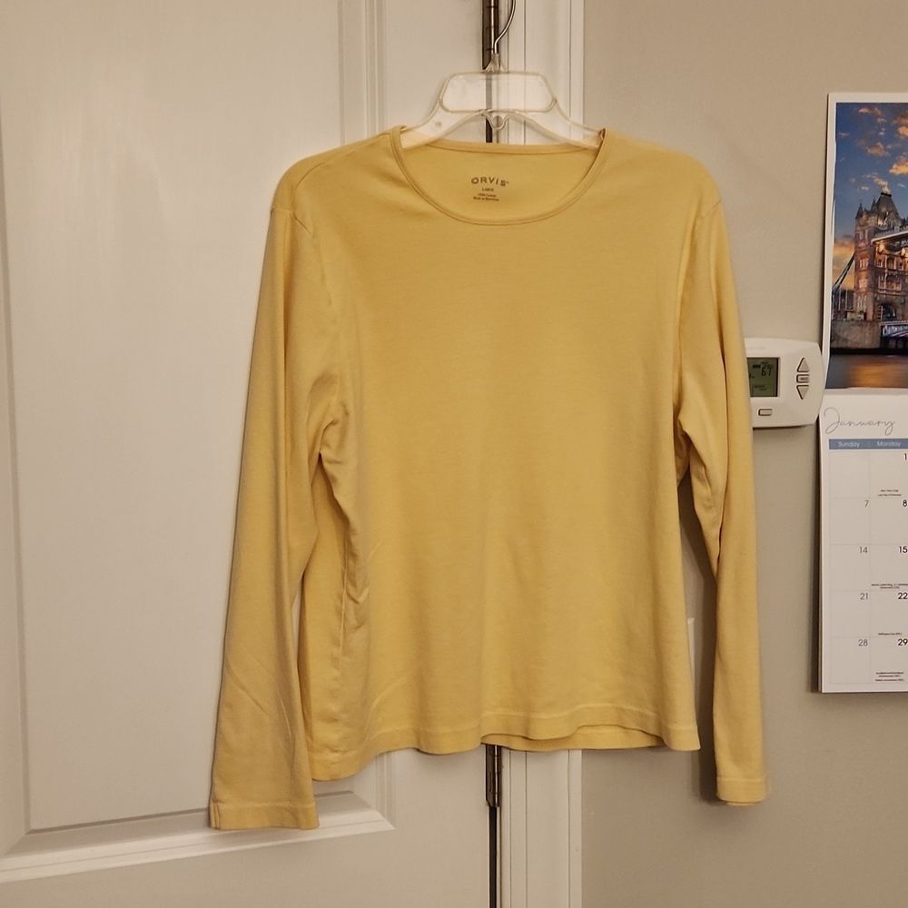 Orvis Women's Yellow Longsleeve T-Shirt Size L